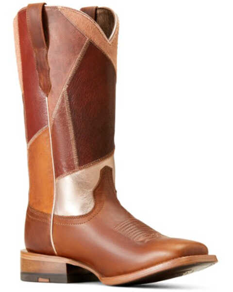Ariat Women's Frontier Patchwork Western Boots - Broad Square Toe , Brown, hi-res