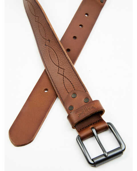 Levi's Men's Tapered Tabs Leather Work Belt, Tan, hi-res