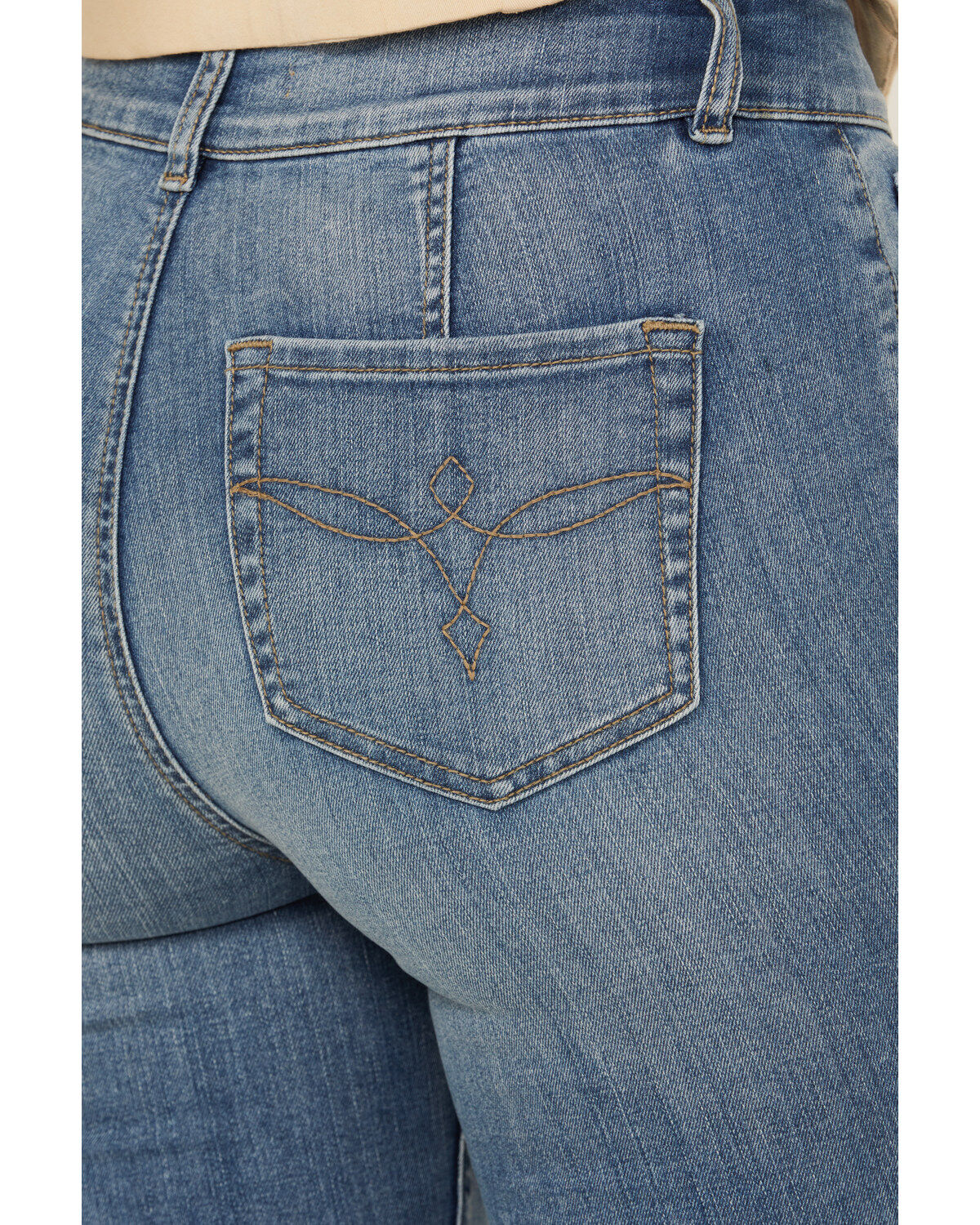 Image #4 - Shyanne Women's Cimarron Light Wash High Rise Flare Stretch Denim Jeans, Light Wash, hi-res