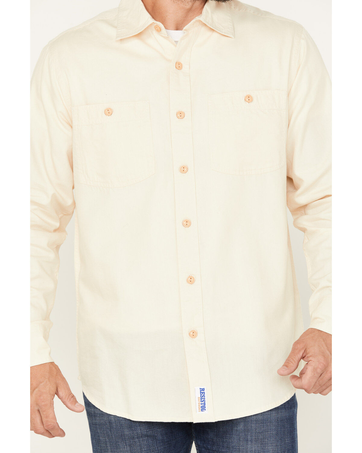 Image #3 - Resistol Men's Aspen Solid Button Down Western Shirt, Cream, hi-res