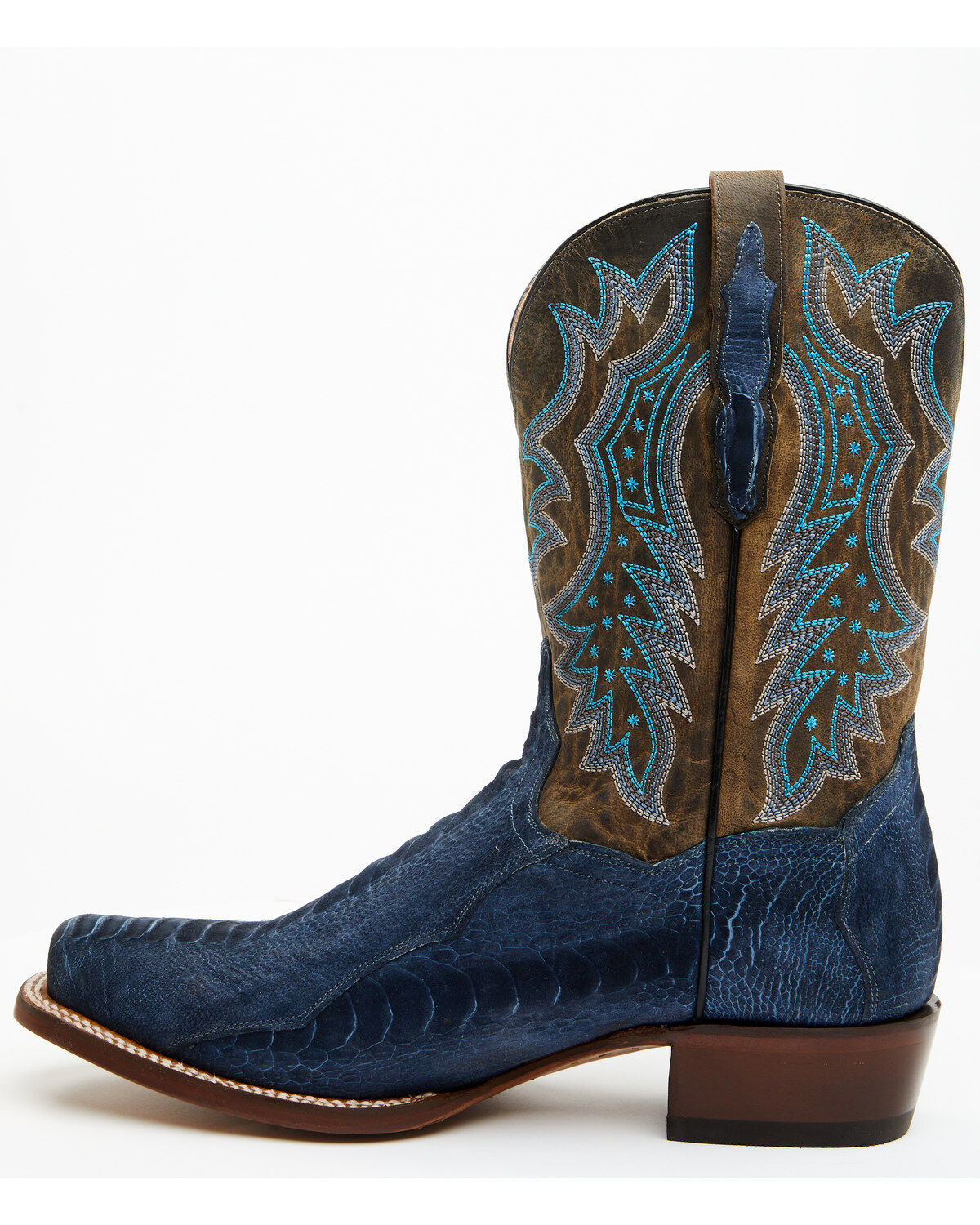 Image #3 - Dan Post Men's 11" Exotic Ostrich Leg Western Boots - Square Toe, Blue, hi-res