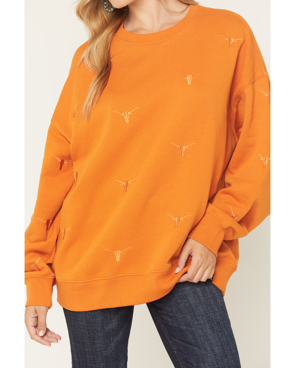 Image #3 - Gameday Women's Texas Longhorns Embroidered Crewneck, Orange, hi-res