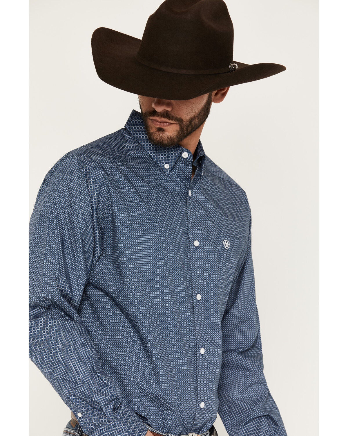 Image #2 - Ariat Men's Boot Barn Exclusive Storm Geo Print Long Sleeve Button-Down Western Shirt, Blue, hi-res
