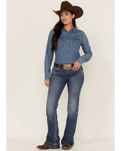 Wrangler Retro Women's Mae Medium Wash Trouser Jeans, Blue, hi-res
