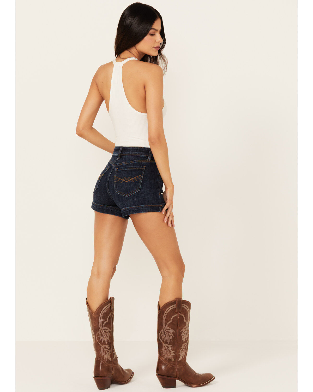 Image #3 - Idyllwind Women's Hermosa Dark Wash Mid Rise Stretch Denim Shorts, Dark Wash, hi-res