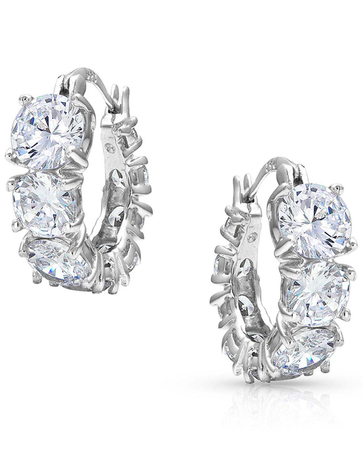 Montana Silversmiths Women's Sliding Brilliance Hoop Earrings, Silver, hi-res