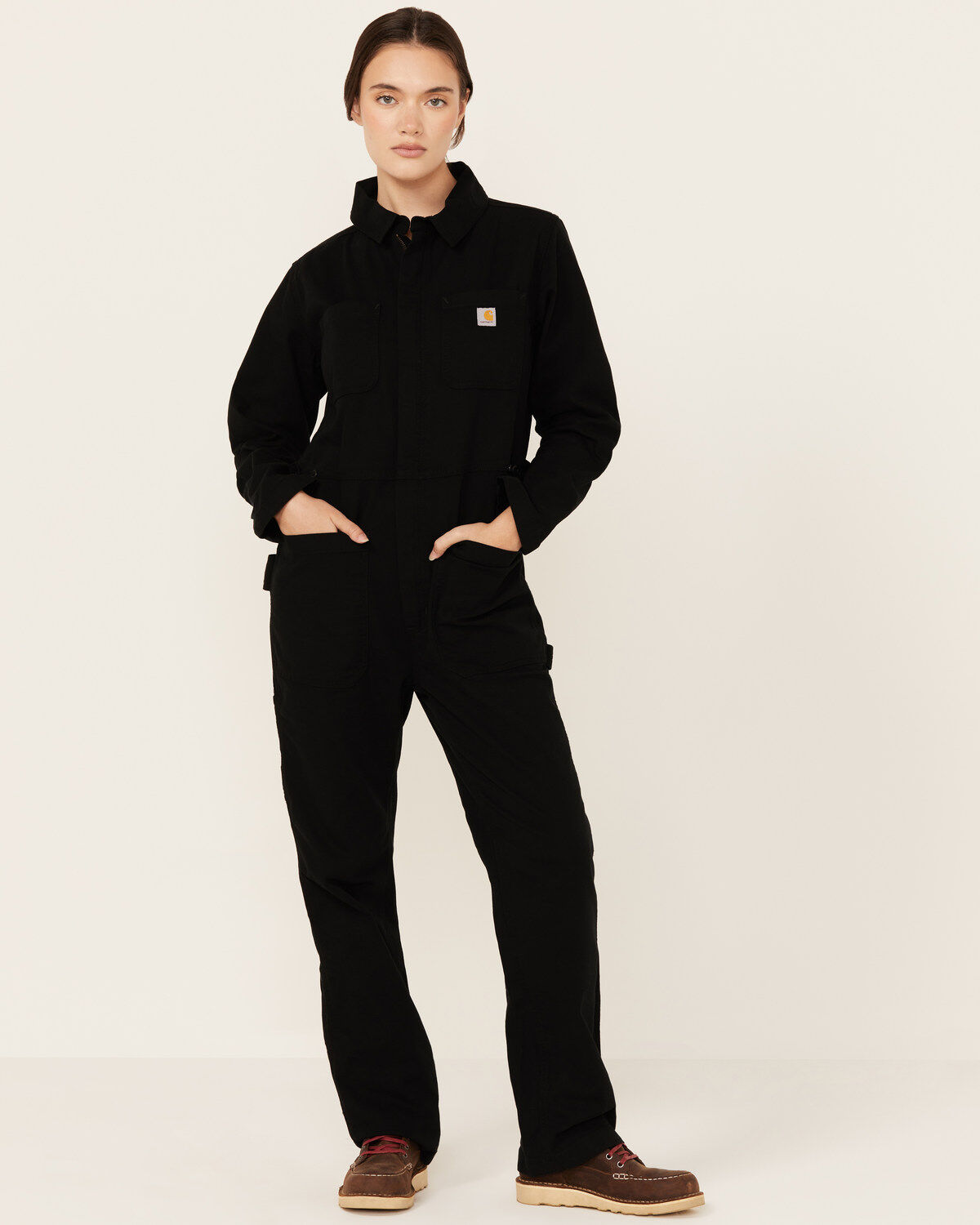 Image #1 - Carhartt Women's Rugged Flex® Relaxed Fit Canvas Coveralls, Black, hi-res