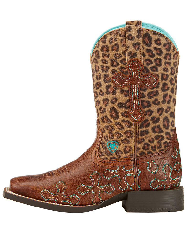 Ariat Girls' Crossroads Cowgirl Boots - Square Toe, Wood, hi-res