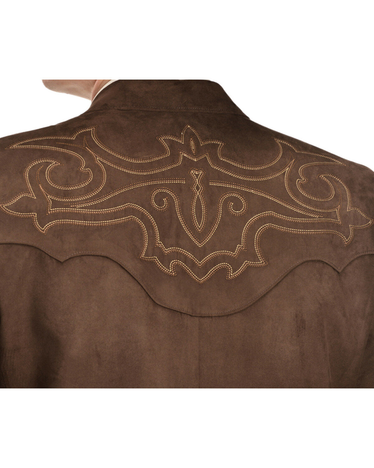 Image #5 - Circle S Men's Embroidered Microsuede Sport Coat, Chestnut, hi-res