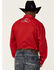 Resistol Men's Mexico Logo Embroidered Long Sleeve Button Down Western Shirt , Red, hi-res