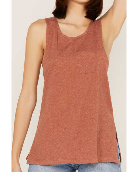 Cleo + Wolf Women's Crossover Back Tank Top, Brown, hi-res