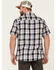 Brothers & Sons Men's Large Plaid Short Sleeve Button-Down Western Shirt , Navy, hi-res