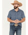 Image #1 - Ariat Men's Retro Southwestern Print Short Sleeve Snap Stretch Polo Shirt, Blue, hi-res