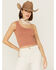 Fornia Women's Top One Cedar Wood One Shoulder Ribbed Cami Top, Mauve, hi-res