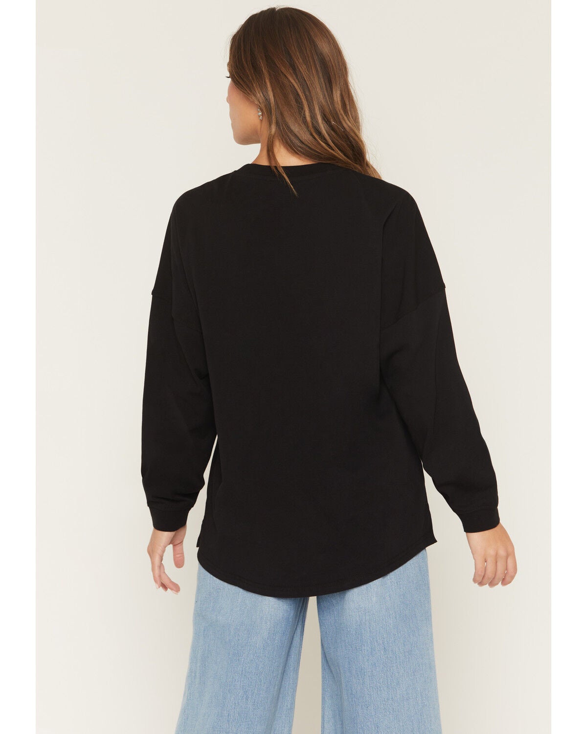 Image #4 - Ariat Women's Saddle Long Sleeve Oversized Graphic Tee, Black, hi-res