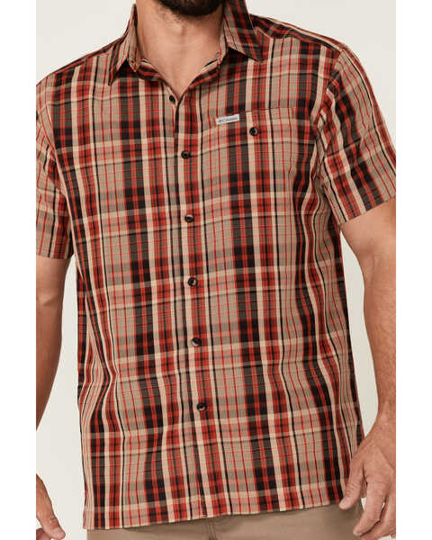 Image #3 - Columbia Men's Lakeside Trail Large Plaid Short Sleeve Button Down Western Shirt , Brown, hi-res