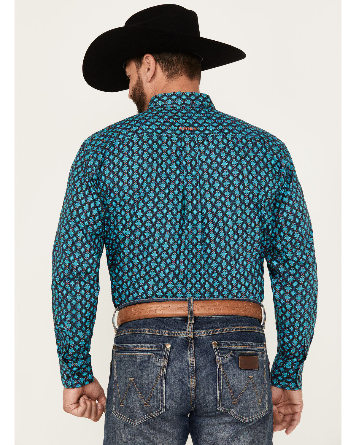 Image #4 - Ariat Men's Team Case Print Long Sleeve Button-Down Western Shirt, Turquoise, hi-res