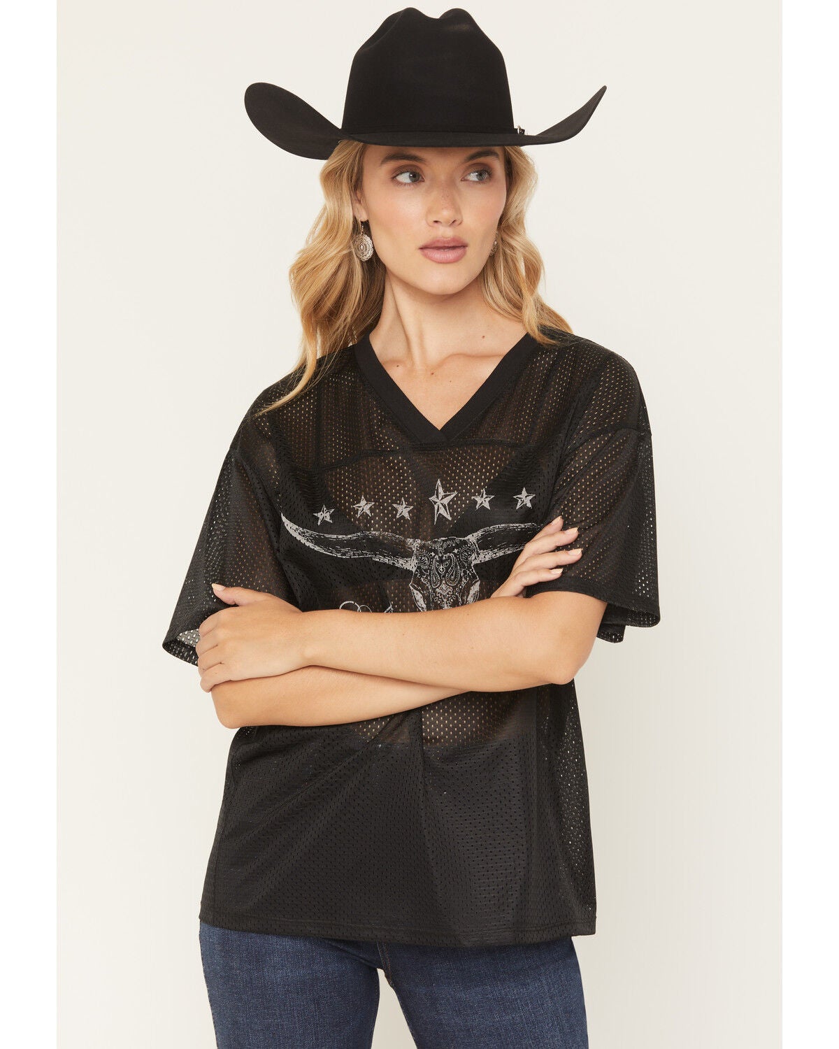 Youth in Revolt Women's Steerhead Short Sleeve Graphic Jersey Shirt, Black, hi-res