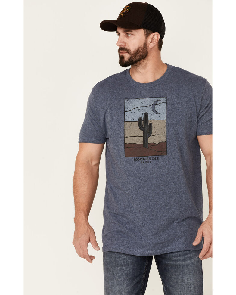 Moonshine Spirit Men's Desert Cacti Graphic Short Sleeve T-Shirt, Medium Blue, hi-res