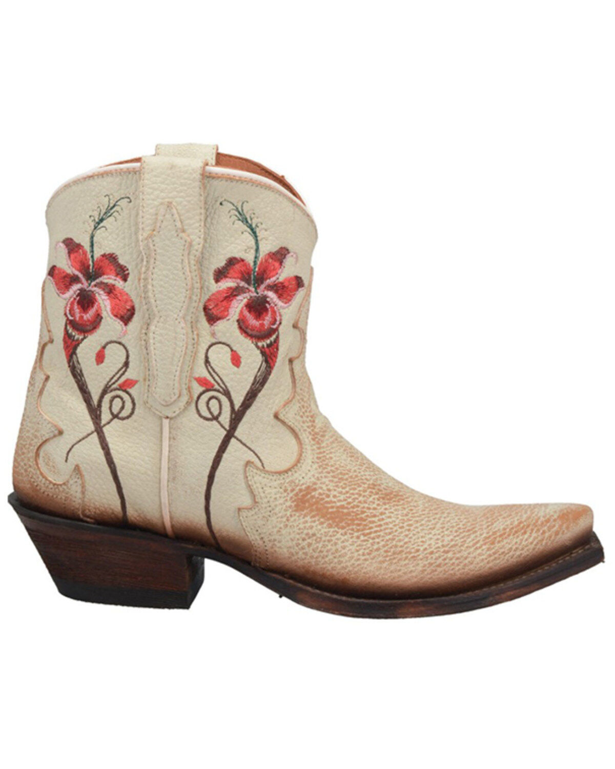Image #2 - Dan Post Women's Rustic Flower Embroidery Western Booties - Snip Toe , , hi-res