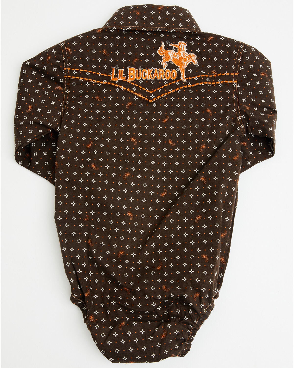 Image #2 - Cowboy Hardware Infant Boys' Geo Print Long Sleeve Snap Onesie, Brown, hi-res