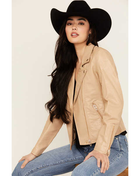 Image #2 - BLANKNYC Women's Faux Leather Moto Jacket , Natural, hi-res