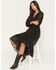 Image #1 - Shyanne Women's Josephine Faux Button-Down Long Sleeve Lurex Midi Dress, Black, hi-res