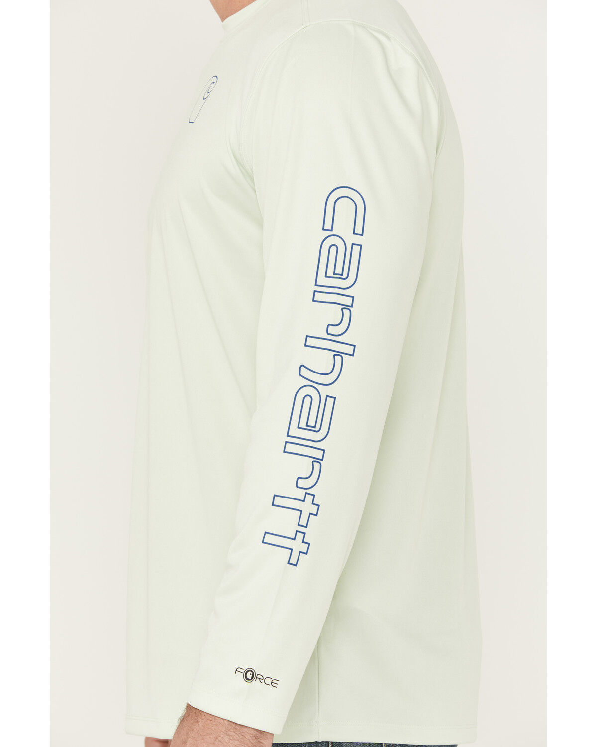 Image #3 - Carhartt Men's Force Sun Defender™ Lightweight Long Sleeve Hooded Graphic T-Shirt, Light Green, hi-res