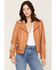 Image #1 - Scully Women's Studded Fringe Cowhide Jacket, Tan, hi-res