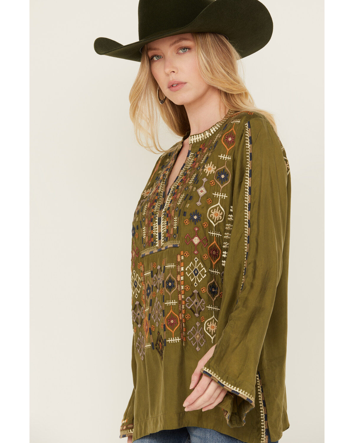 Image #2 - Johnny Was Women's Embroidered Long Sleeve Shirt, Green, hi-res