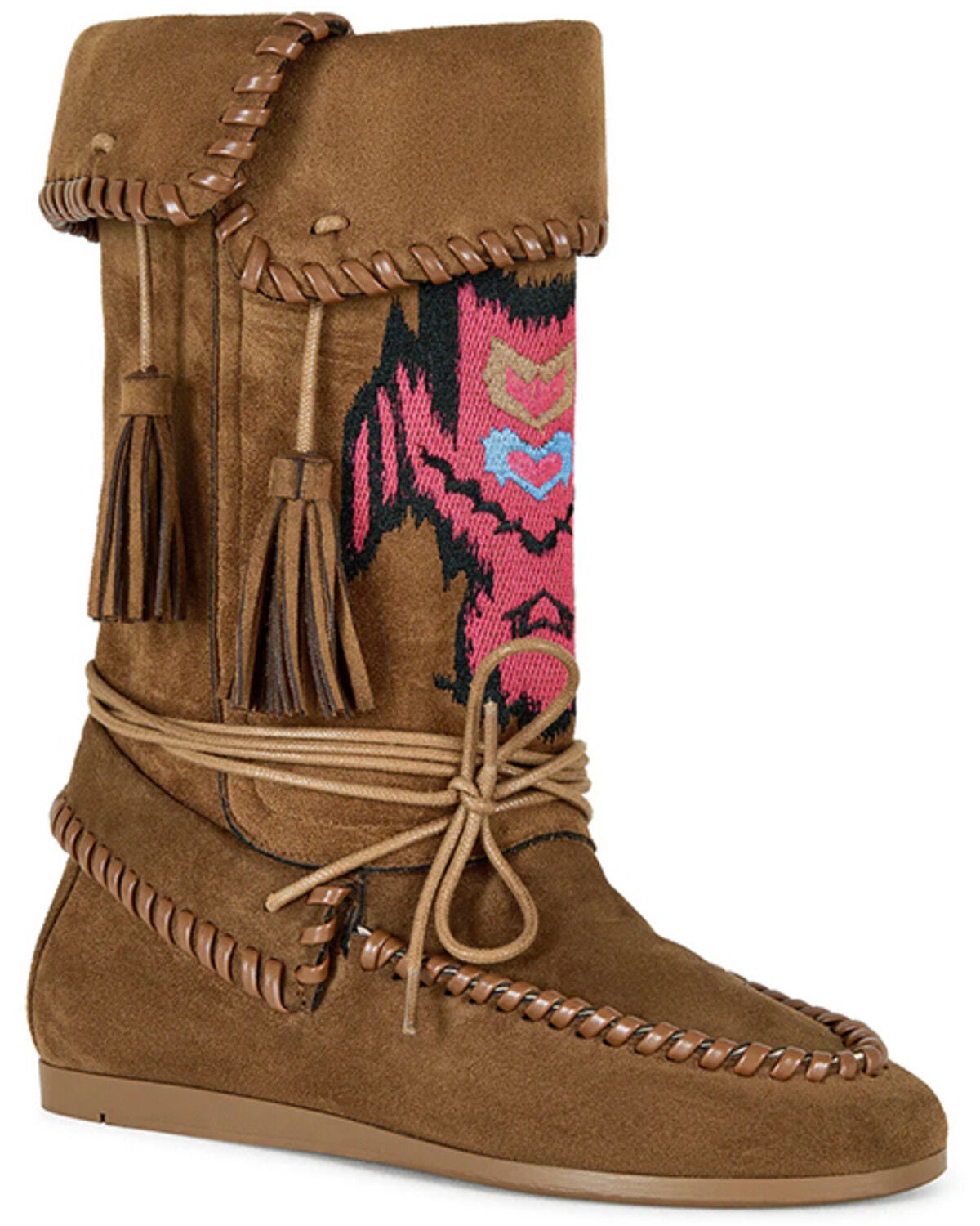 Azalea Wang Women's Weret Moccasin Boots - Moc Toe, Chestnut, hi-res