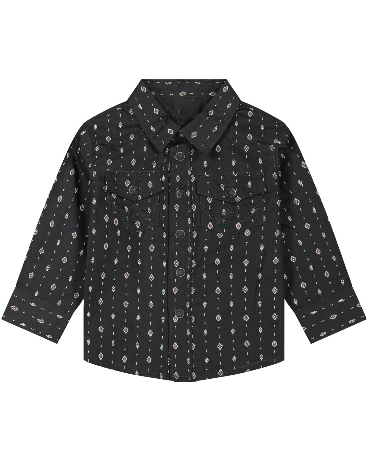 Image #1 - Wrangler Toddler Boys' Geo Print Long Sleeve Snap Western Shirt, Black, hi-res