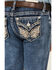 Image #2 - Miss Me Girls' Medium Wash Border Print Stretch Bootcut Jeans, Blue, hi-res