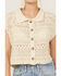 Beyond The Radar Women's Cream Crochet Sleeveless Sweater Top, Cream, hi-res