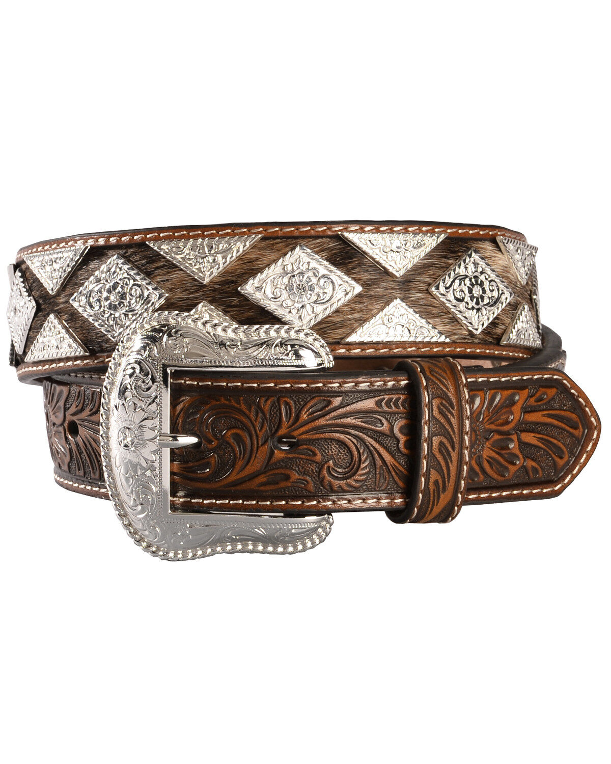 Image #1 - Nocona Pro Series Men's Hair-on Hide Concho Belt, , hi-res
