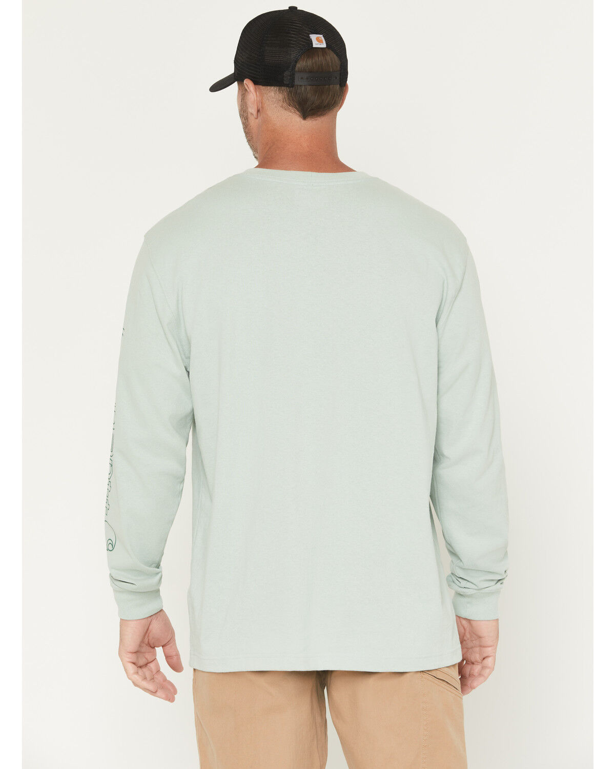 Image #4 - Carhartt Men's Loose Fit Heavyweight Long Sleeve Logo Graphic Work T-Shirt, Sage, hi-res