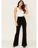 Flying Tomato Women's Self Belt Jeans, Black, hi-res