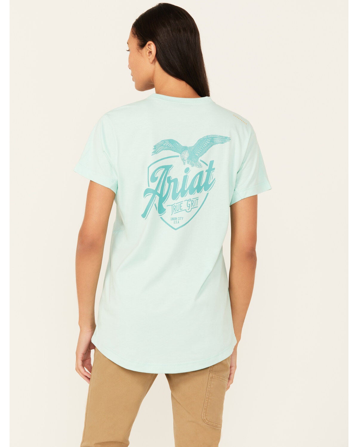 Ariat Women's Rebar Workman True Grit Short Sleeve Work T-Shirt, Turquoise, hi-res