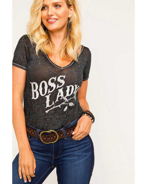 Image #3 - Idyllwind Women's Boss Lady Short Sleeve Graphic Trustie Tee , Charcoal, hi-res