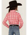 Image #4 - Panhandle Girls' Heart Plaid Print Long Sleeve Pearl Snap Western Shirt, Pink, hi-res