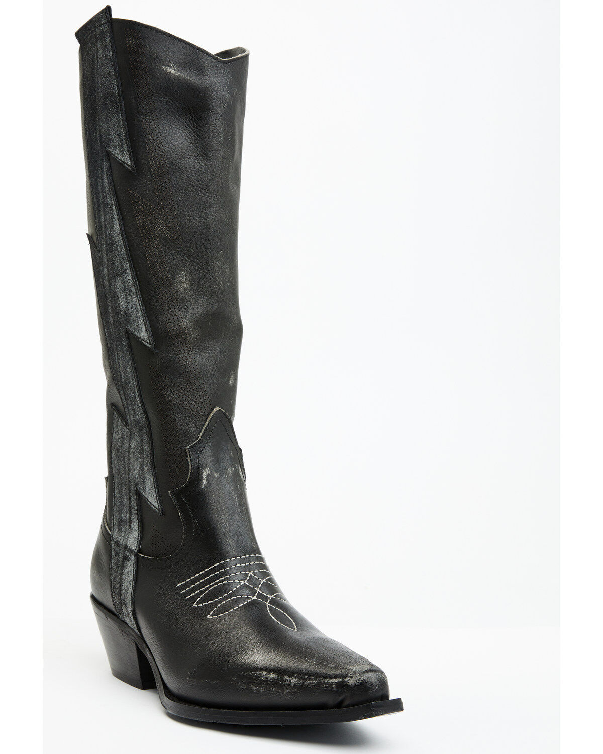 Image #1 - Italian Cowboy Women's Bolt Overlay Tall Western Boots - Snip Toe, Dark Grey, hi-res