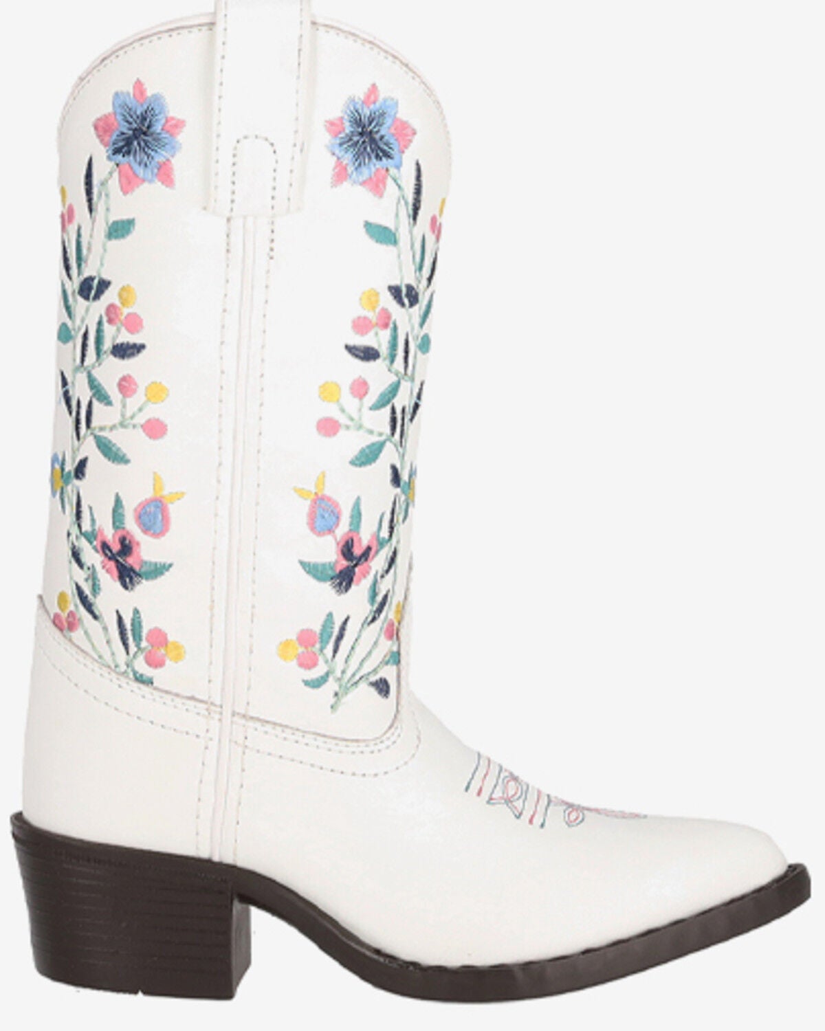Image #2 - Smoky Mountain Little Girls' Lacey Western Boots - Round Toe, White, hi-res