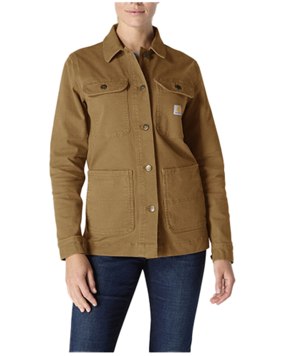 Image #1 - Carhartt Women's Rugged Flex® Loose Fit Canvas Chore Jacket, Brown, hi-res