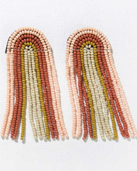 Ink + Alloy Women's Rainbow Fringe Seed Beaded Earrings, Blush, hi-res