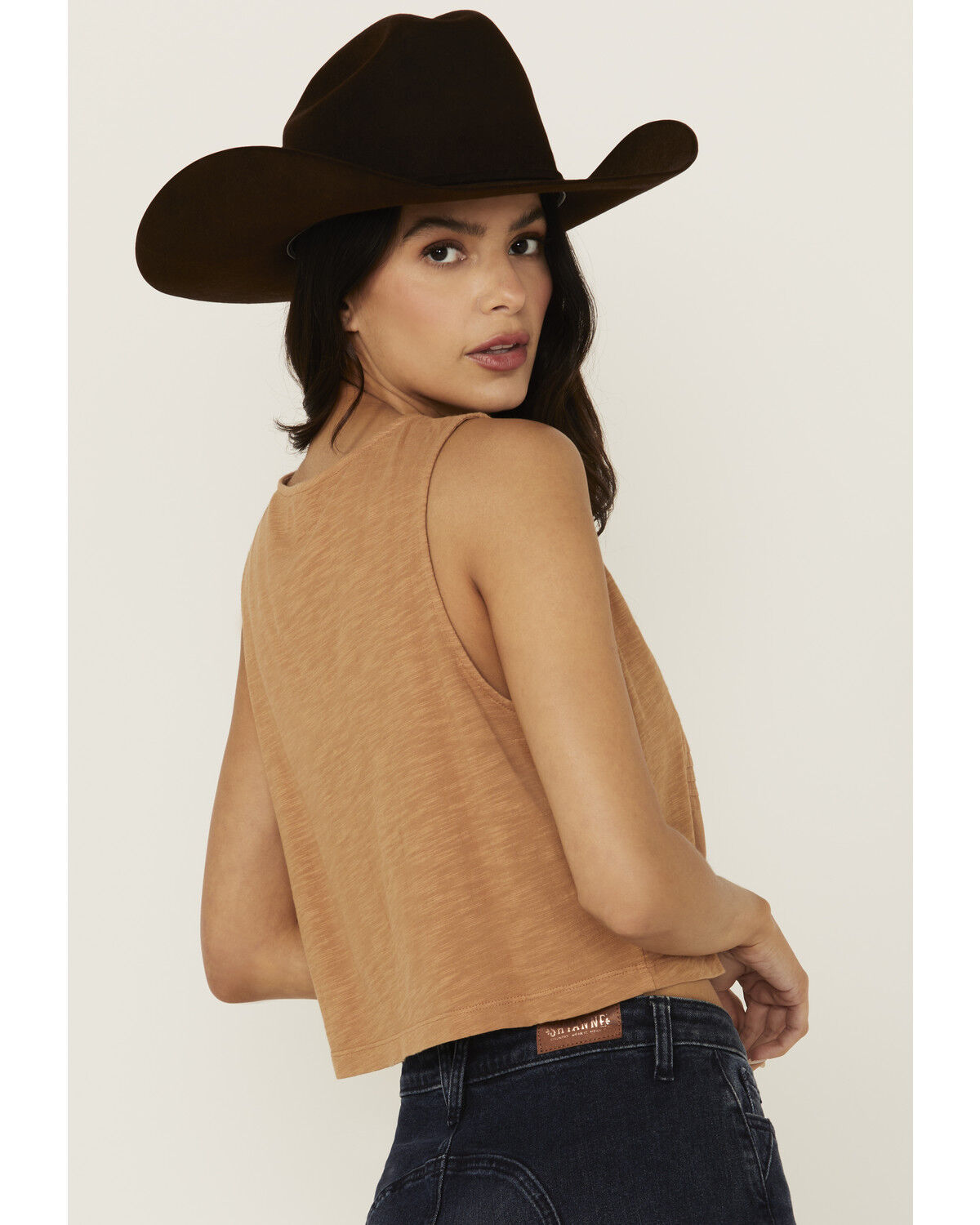Image #4 - Cleo + Wolf Women's Brighton Cropped Pintuck Tank, Light Orange, hi-res
