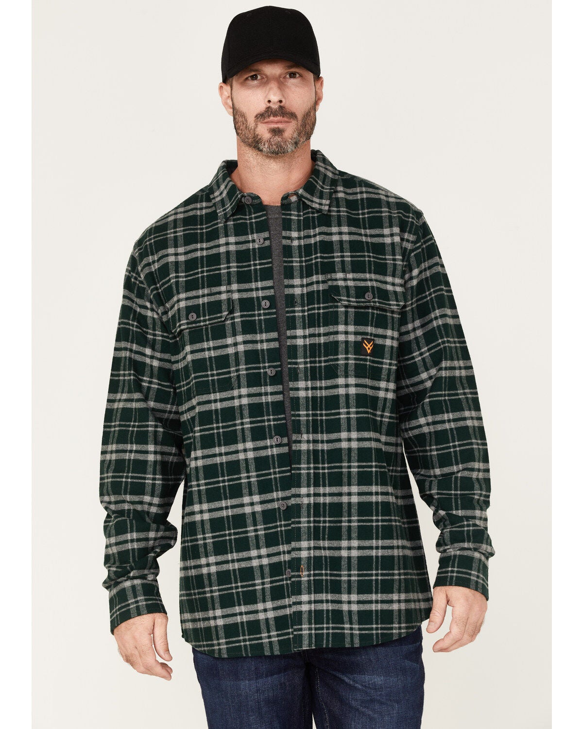 Hawx Men's Plaid Long Sleeve Button-Down Flannel Work Shirt, Green, hi-res