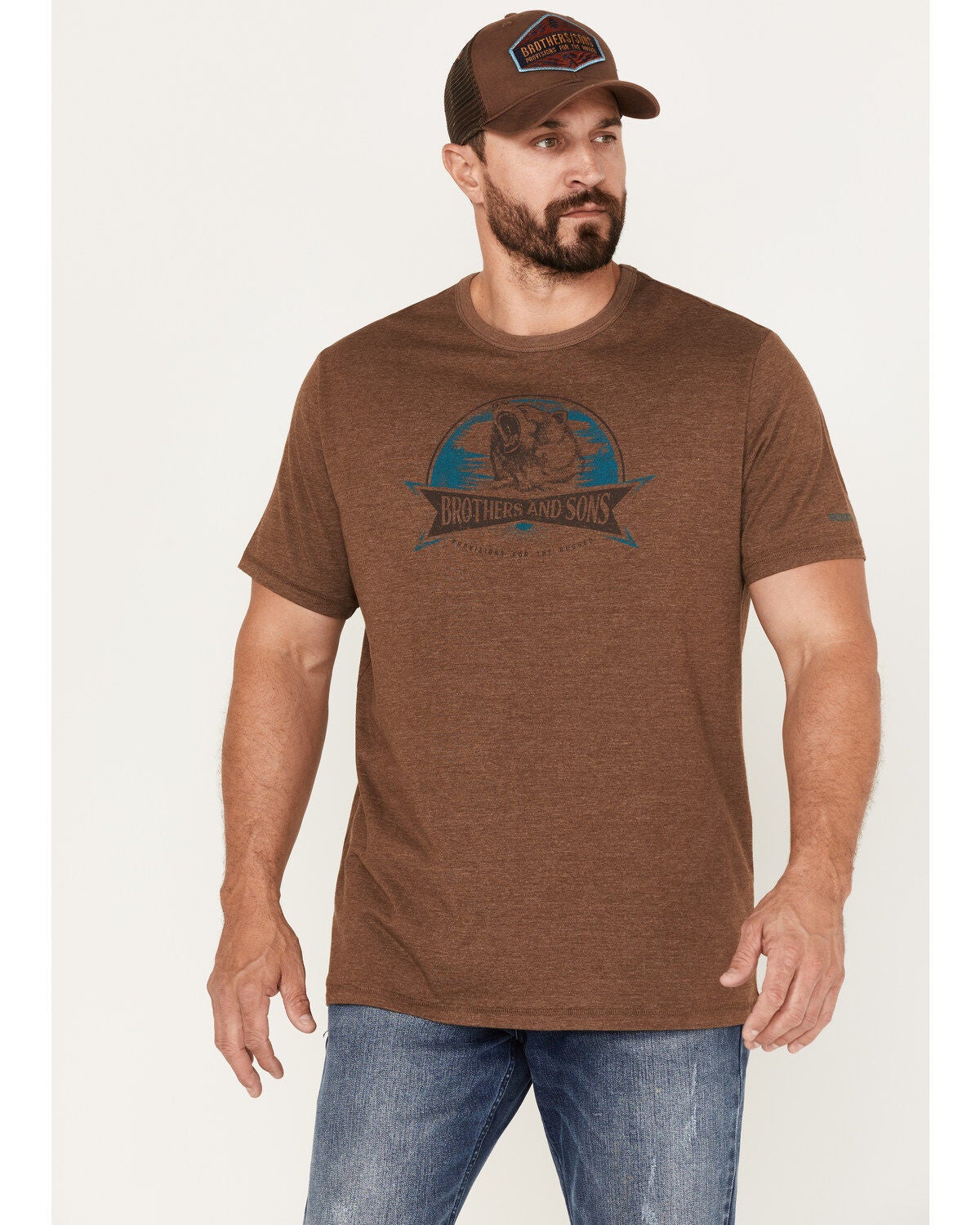 Brothers and Sons Men's Bear Logo Graphic T-Shirt, Brown, hi-res