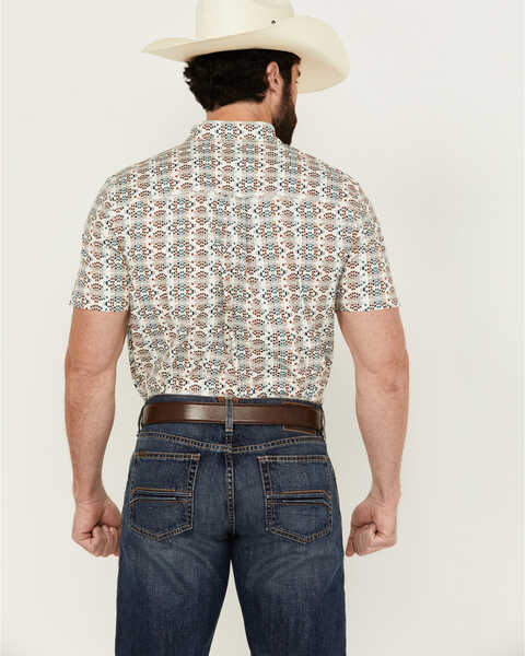 Image #4 - RANK 45® Men's Westgate Abstract Geo Print Short Sleeve Button-Down Stretch Western Shirt , Ivory, hi-res