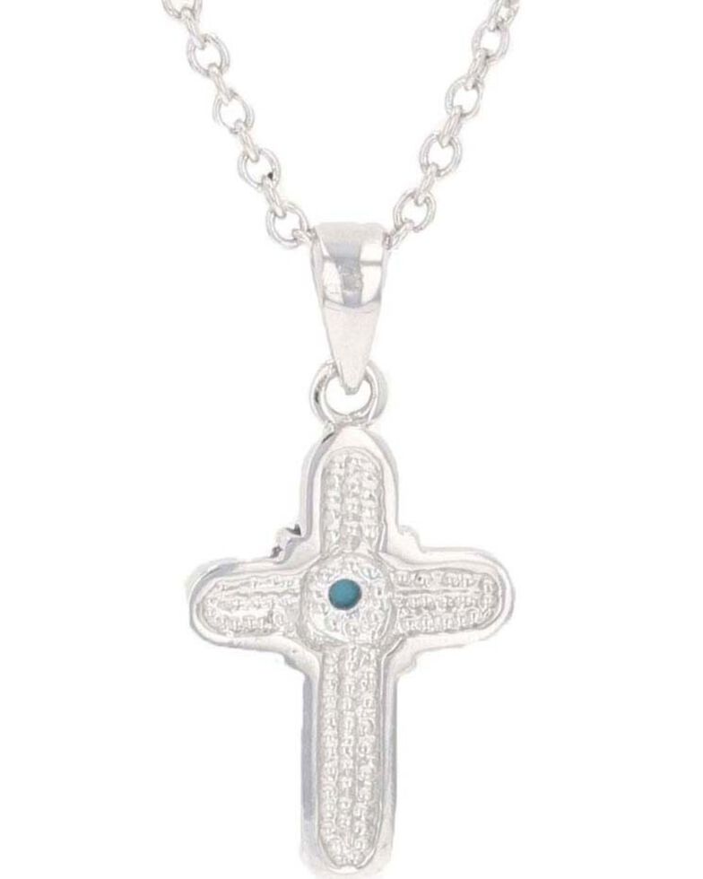 Montana Silversmiths Women's Feathered Cross Turquoise Center Necklace ...