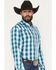 Image #2 - Wrangler Men's Plaid Print Long Sleeve Snap Performance Western Shirt, Teal, hi-res